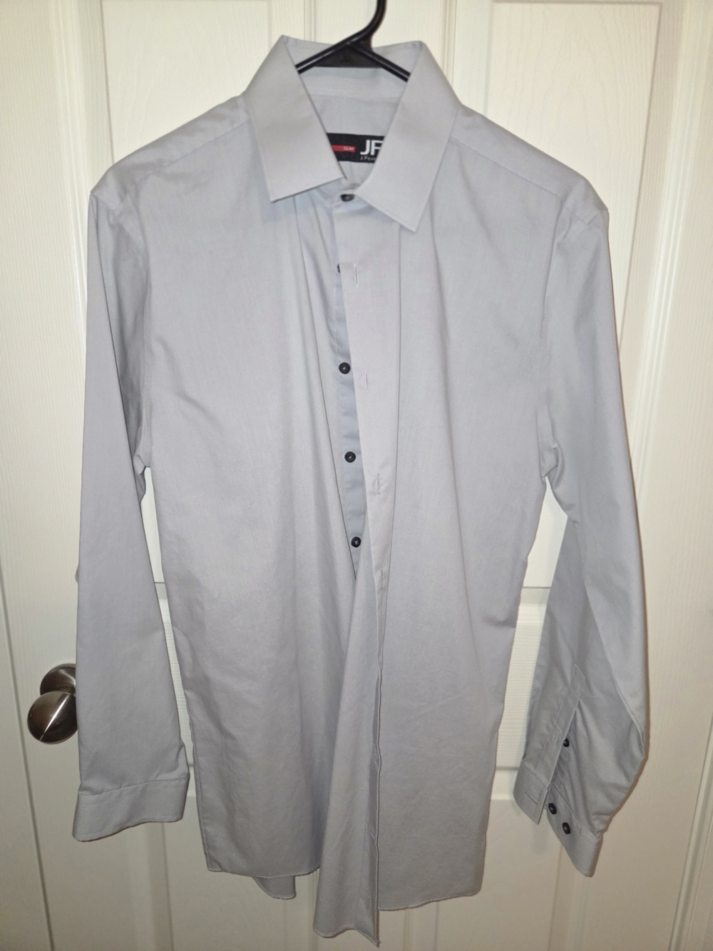 JF J.Ferrar Slim Fit Gray Dress Shirt Sz M